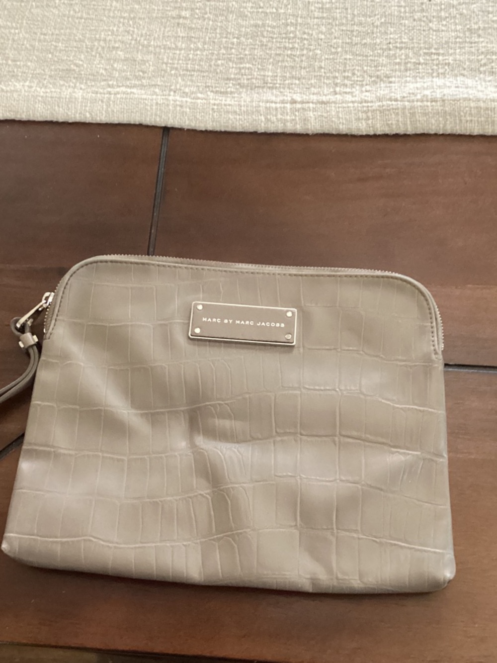 Marc by Marc Jacobs Taupe Croc-Embossed Pouch Wristlet